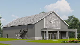 Entry and covered porch — rendering