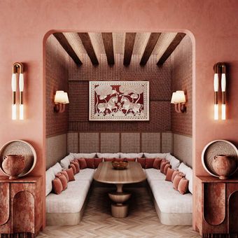 Private booth under the arched alcove