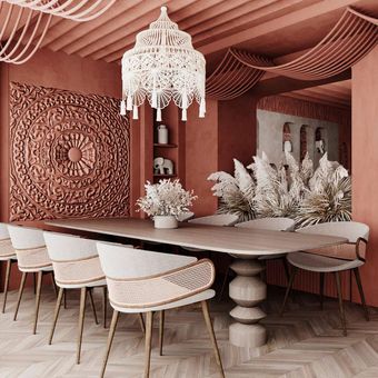 Feature chandelier over the long table