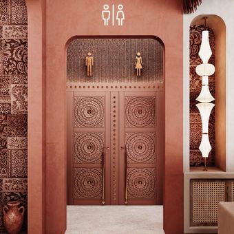 Restroom entry vestibule